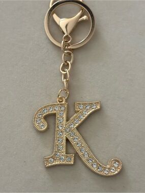 Gold Crystal 'K' Initial Keychain Charm